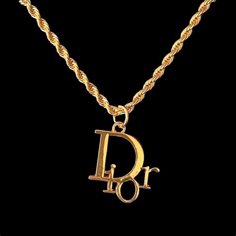 dior gold logo necklace|full name Dior necklace.